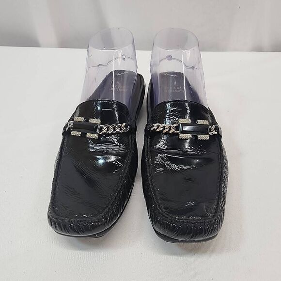 Stuart Weitzman Size 8.5 Patent Leather Chain-Link Accents Mules D - Picture 3 of 11